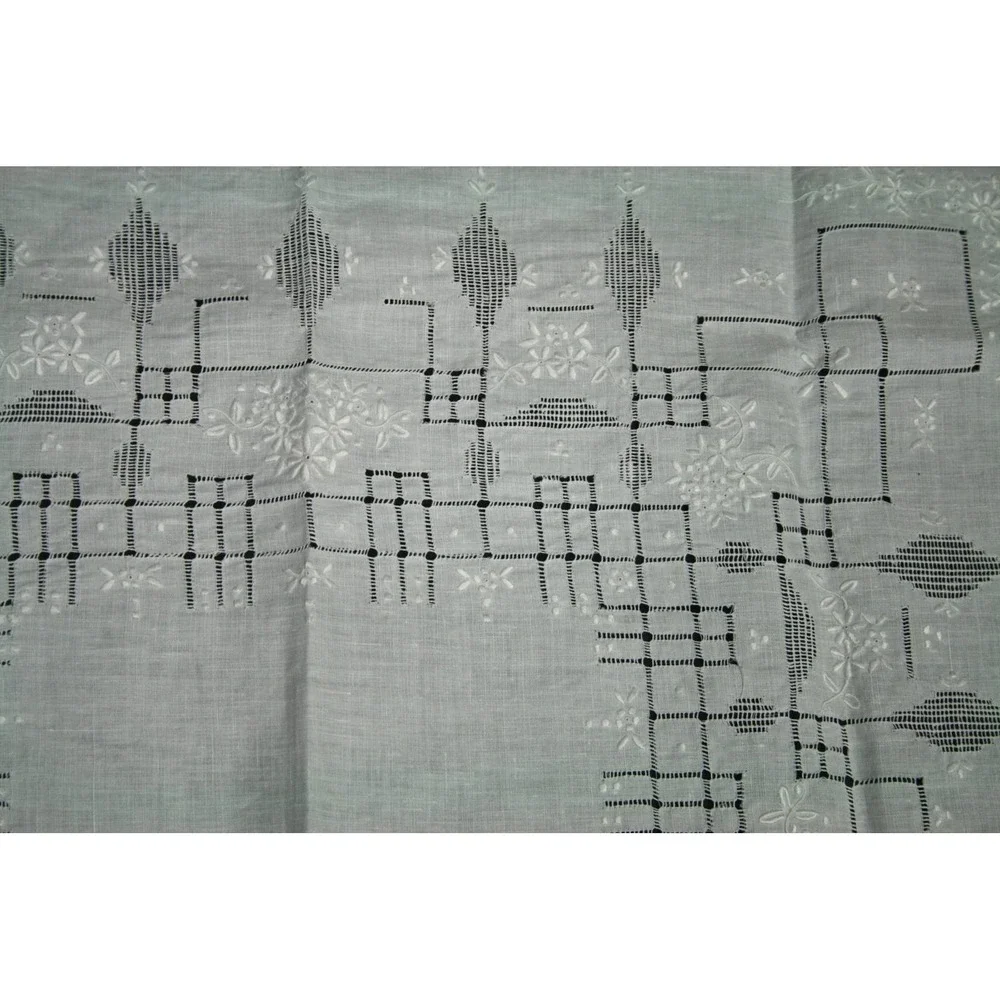 Vintage Linen Tablecloth Swiss Appenzell Style Hand Embroidered, Cutwork